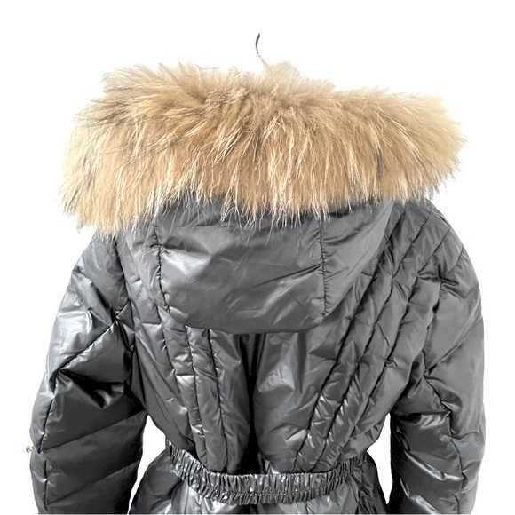 Jessie G. Puffer Coat Down Fur Belt Black Women’s Size L - Picture 8 of 16